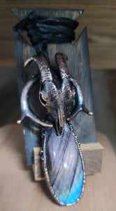 Goat Skull on Labradorite