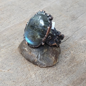 Copper Ring Labradorite size 9.0