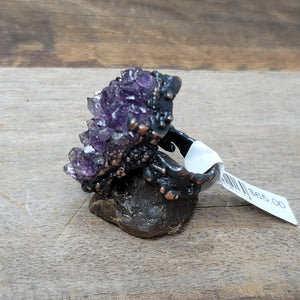 Copper Ring Amethyst cluster size 8.5