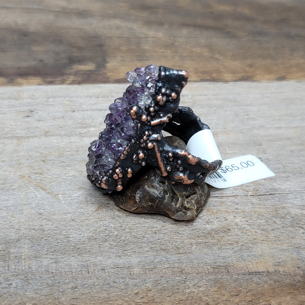 Copper Ring Amethyst cluster size 9.0