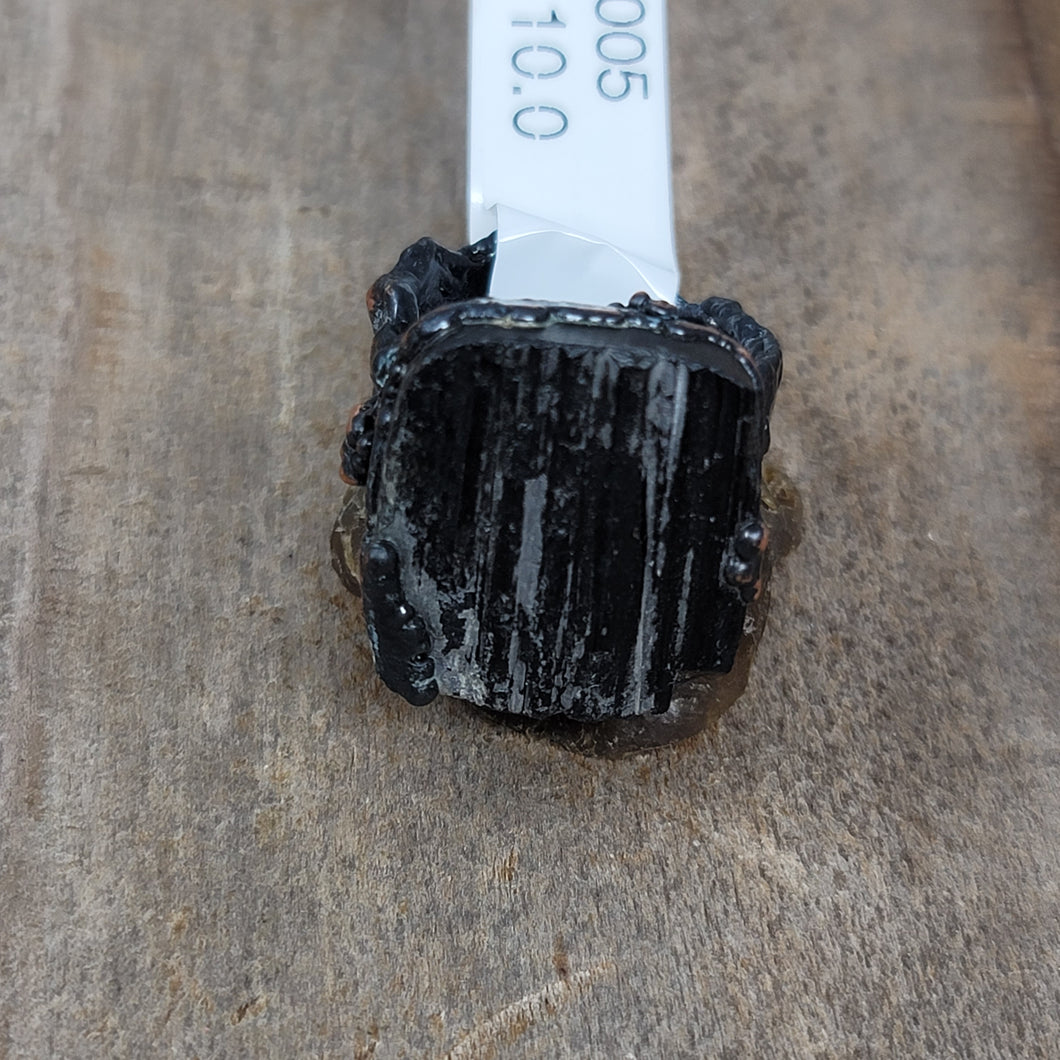 Copper Ring Black Tourmaline size 10.0