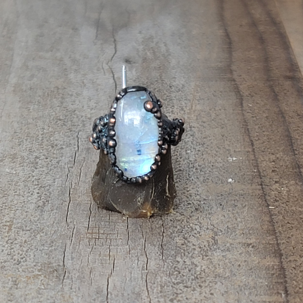 Copper Ring Moonstone size 8.5