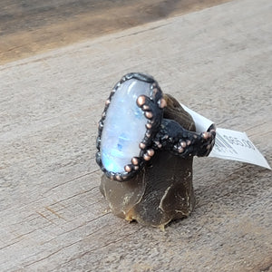 Copper Ring Moonstone size 8.5