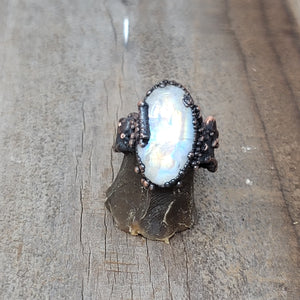 Copper Ring Moonstone Size 10