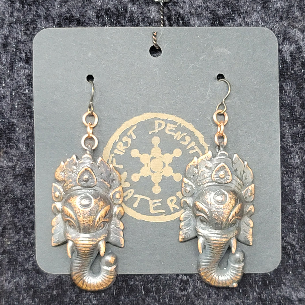 Copper Earrings Ganesh