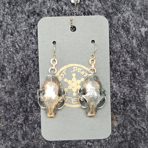 Copper Earrings Cat skulls