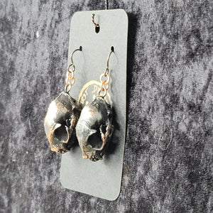 Copper Earrings Cat skulls