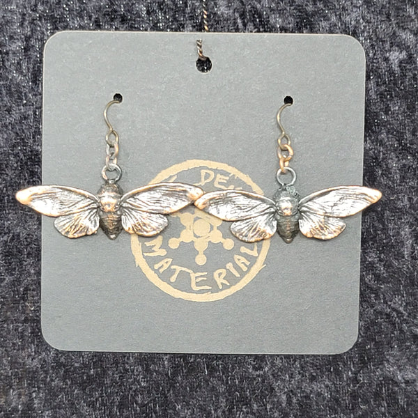 Copper Earrings Winged Cicadas