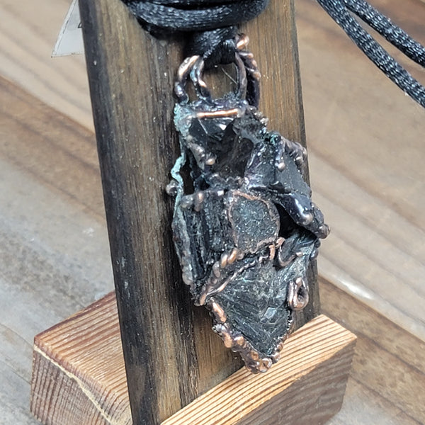 Black chakra cluster copper necklace