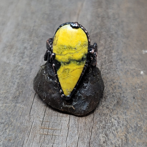 Copper Ring Bumblebee Jasper size 6