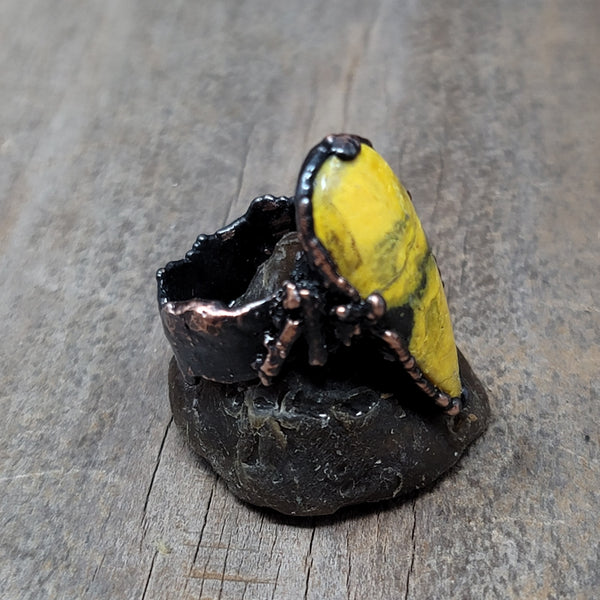 Copper Ring Bumblebee Jasper size 6