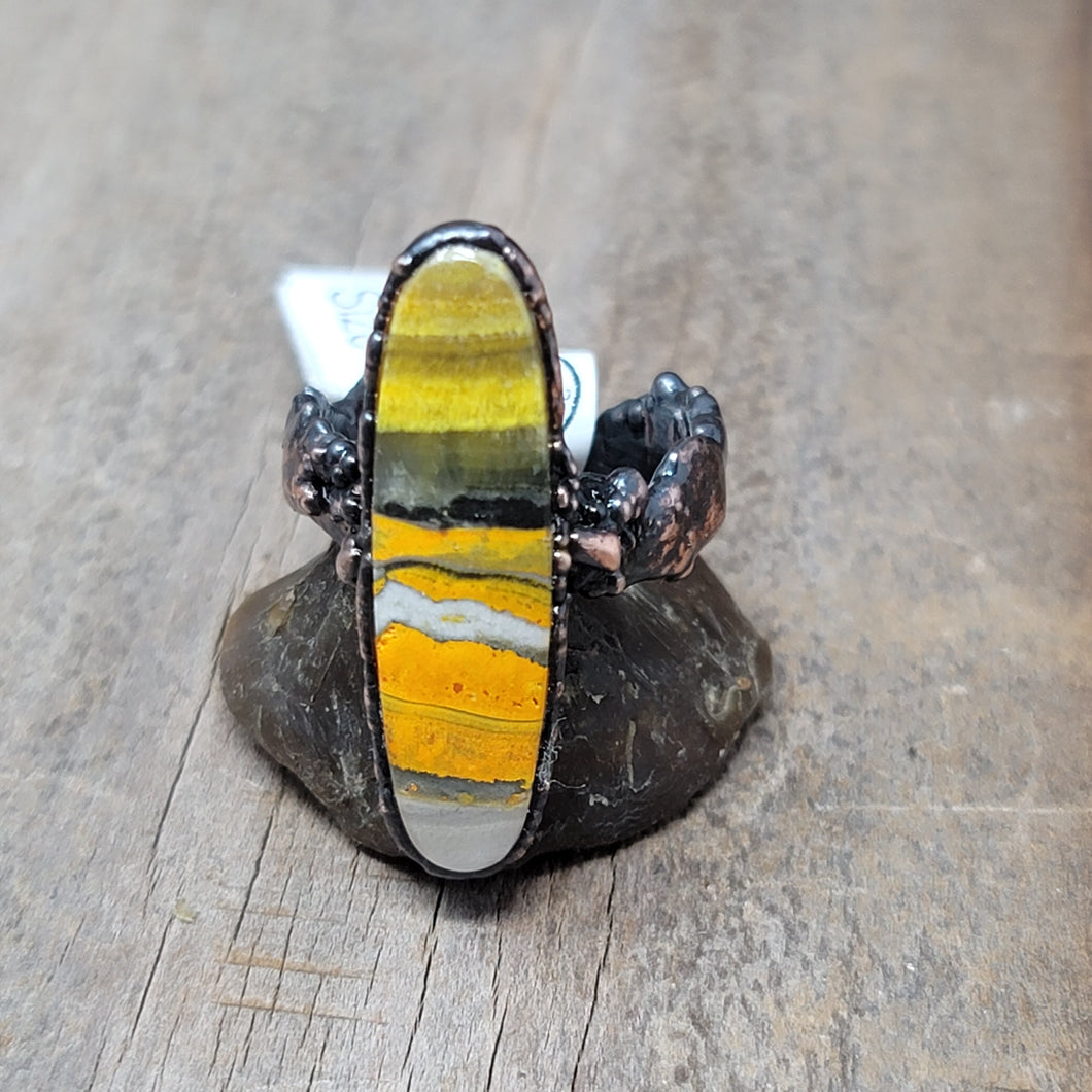Copper Ring Bumblebee Jasper size 10