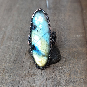 Copper Ring Labradorite 7