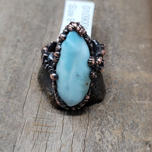 Load image into Gallery viewer, Copper Ring Larimar 9