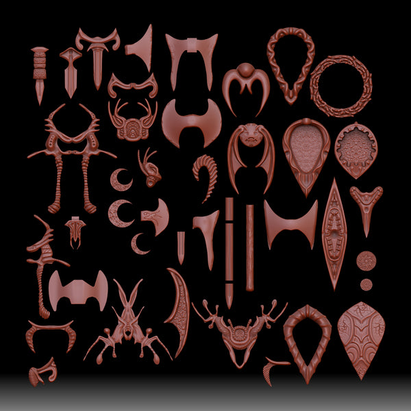 Chaos Bit Full Collection. 43 Jewelry Embellishments 3D Printable STLs