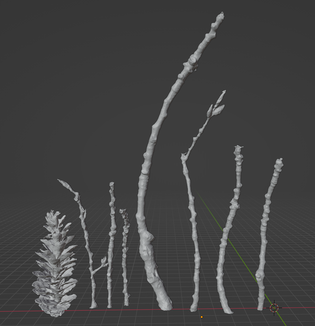 Poplar Sticks And Cone Bundle (stls) 3D printable STL file for jewelry making and electroforming projects