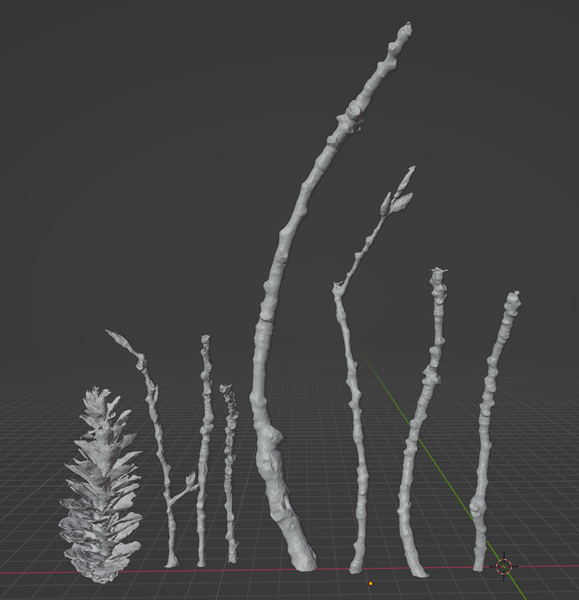Poplar Sticks And Cone Bundle (stls) 3D printable STL file for jewelry making and electroforming projects